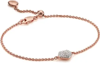 Monica Vinader Rose Gold Nura Mini Heart Bracelet Diamond