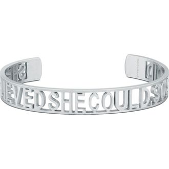 Mantra SHE BELIEVED SHE COULD, SO SHE DID - Statement Cuff in Silver at Nordstrom