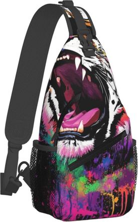 Generic Multipurpose Crossbody Shoulder Bag Wild Tiger ing Sling Backpack Unisex Shoulder Bags for Running Outdoor Men