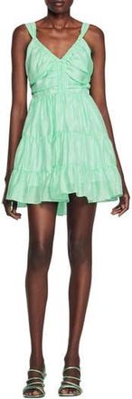 Sandro Mariella Tie Back Ruffle Minidress in Vert at Nordstrom Rack, Size 4 (Fits Like 10 Us) / 42 Eu