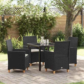 vidaXL Conjunto De Comedor De Jard&iacute;n 5 Pcs Negro Rat&aacute;n Sint&eacute;tico Vidaxl