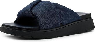 FitFlop Gen FF Folded Denim Slides Womens Wedge Shoes Dark Denim : 11 M (B), Synthetic