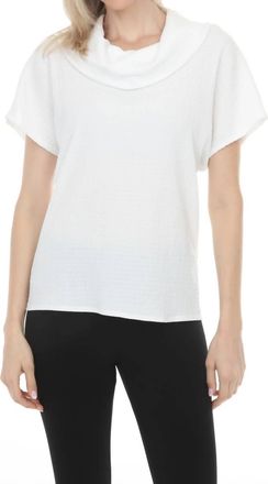 Joseph Ribkoff Textured Boxy Cowl Neck Top In Off-White