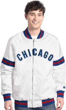 Starter Mens Starter White Chicago Cubs Cooperstown Scout Full-Snap Varsity Jacket at Nordstrom, Size Xxx-Large