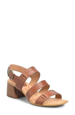 B&oslash;rn Secan Block Heel Sandal in Dark Tan Leather at Nordstrom, Size 11