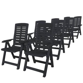 Berkfield Home 9 Piece Outdoor Dining Set Plastic Anthracite in Black