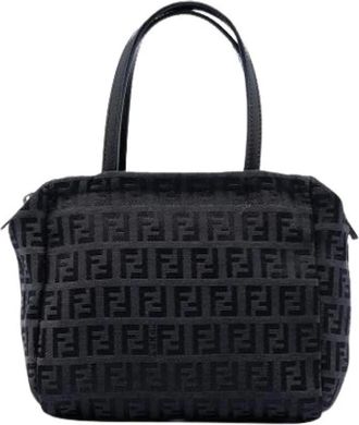 Fendi Pre-owned Canvas Handbag - Dames - Vintage Handtas - Zwart - ONE Size - Leer - Vintage