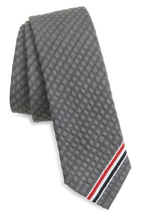Thom Browne Classic Stripe Wool Tie in Light Grey at Nordstrom
