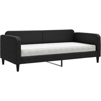 vidaXL Sof&aacute; Cama Con Colch&oacute;n Tela Negro 90x190 Cm Vidaxl