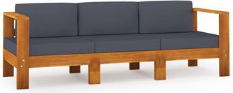 vidaXL Vidaxl - Sofá de jardín 3 plazas con cojín gris oscuro madera de acacia
