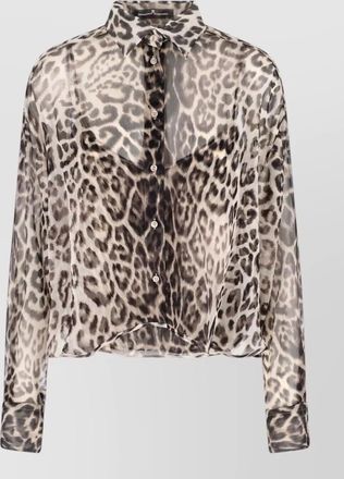 Ermanno Scervino animal print sheer shirt collared neck