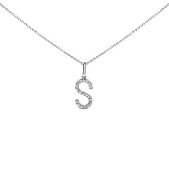 House of Brilliance Sterling Silver Diamond Accent C Initial Pendant Necklace