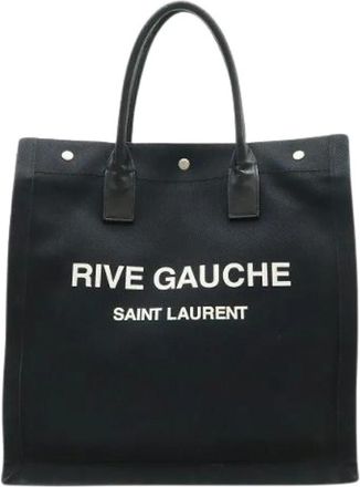 Saint Laurent Pre-owned Paris Rive Gauche Tote Bag - Dames - Vintage Shopper - Zwart - ONE Size - Leer - Vintage