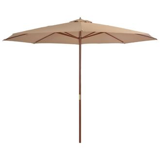 Berkfield Home Outdoor Parasol with Wooden Pole 350 cm Taupe in Beige