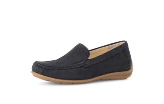 Gabor Eldon Plain Navy Nubuck Womens Loafers 82.440.46