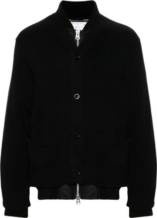 sacai layered bomber jacket - men - Nylon/Cotton/Polyester/Polyester - 4 - Black