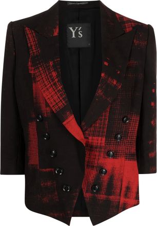 Yohji Yamamoto Geruite blazer - Rood