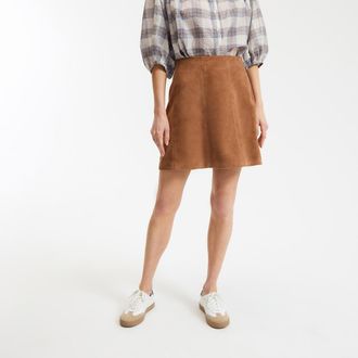 La Redoute Collections Wijde rok van schapenleer, kort