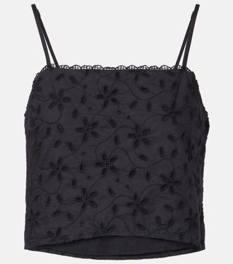 Poss&eacute; Salma embroidered cropped cotton top