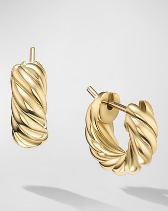 David Yurman Sculpted Cable Earrings in 18K Gold, 5.4mm, 0.5L