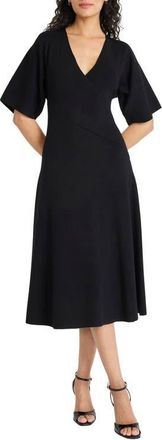 Maggy London Dolman Sleeve A-Line Midi Dress in Black at Nordstrom, Size X-Large