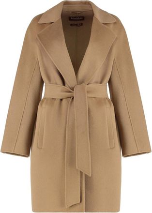 Max Mara Beige Notch Lapel Wool Coat