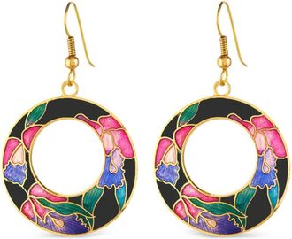 Susan Caplan Vintage Orecchini Cloisonné smaltati anni 80 - Oro