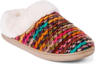 Minnetonka Dina Faux Fur Lined Slipper in Knit Multi at Nordstrom, Size X-Large