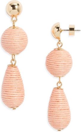 Nordstrom Triple Linear Drop Raffia Earrings in Blush- Gold at Nordstrom
