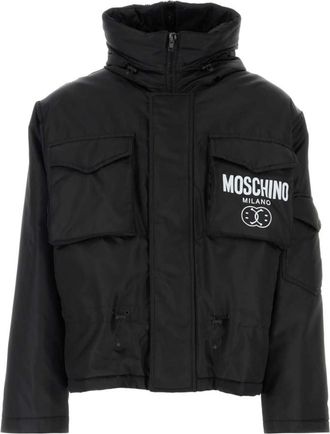Moschino Black Logo Print Padded Jacket