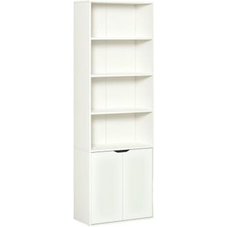 HOMCOM Homcom - 2 Door 4 Shelves Tall Bookcase Modern Bookshelf Storage Display Unit White