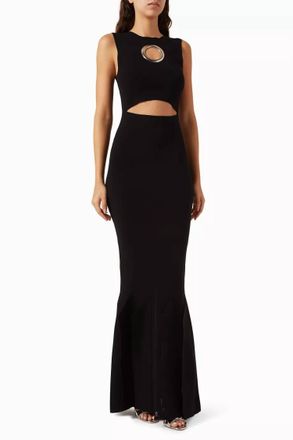 A.W.A.K.E. Knit Maxi Dress With Hem Panel Detail In Black