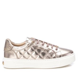 Xti Womens Leather Trainer Sneakers In Bronze