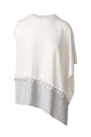 Kinross Cashmere Twist Stitch Poncho in Birch/sterling at Nordstrom