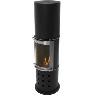 Purline Purline - Estufa De Etanol En Acero Negro Con Puerta Corredera De Cristal Templado