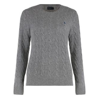 Polo Ralph Lauren Round-neck Knitwear, female, Gray, M, Cable Knit Jumper