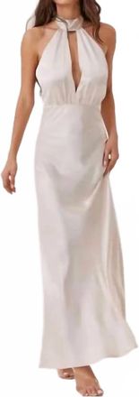 Something Navy Silky Halter Cutout Gown In Champagne