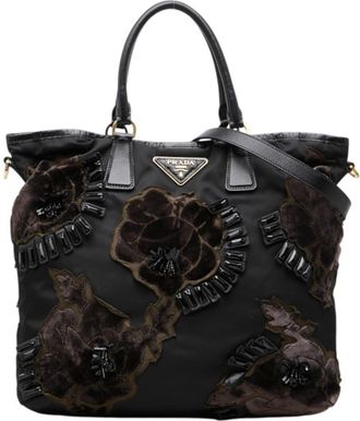 Prada Black Nylon Shoulder Bag Tote Bag (Pre-Owned)