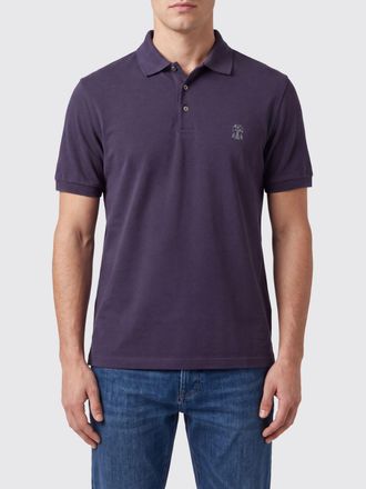 Brunello Cucinelli Polo in cotone a maniche corte con logo ricamato
