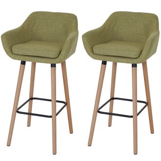 Hhg Hhg - Lote De 2 Taburetes De Bar Malm&ouml; T381, Taburete De Bar Taburete De Bar, Textil, Verde Claro