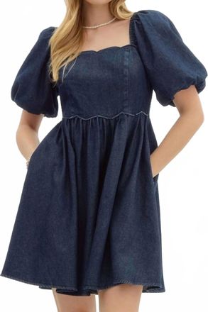 Entro Womens Short Bubble Sleeve Babydoll Dress In Blue