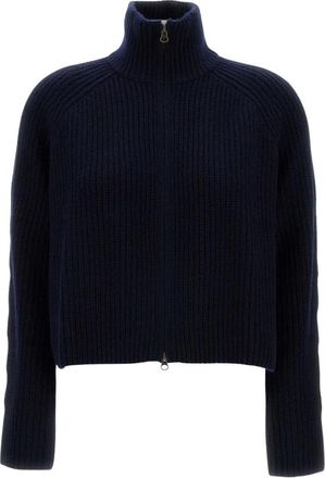 Lisa Yang Cashmere Knitwear, female, Blue, Size: XS High-Neck Zip Cardigan