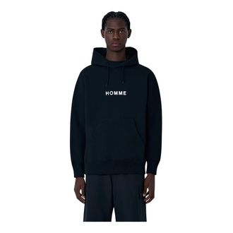 Comme Des Gar&ccedil;ons Hoodies, male, Black, Size: M Embroidered Logo Hooded Sweatshirt