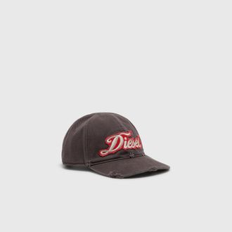 Diesel Distressed baseball cap with embroidered patch - Caps - Man - Grey