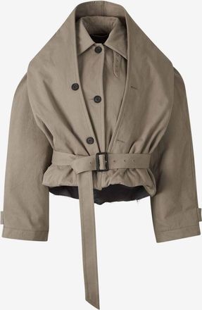 Balenciaga Hooded Cotton Trench Coat
