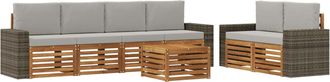 vidaXL Conjunto De Sof&aacute;s De Exterior 7 Uds. Natural Y Gris Claro Vidaxl