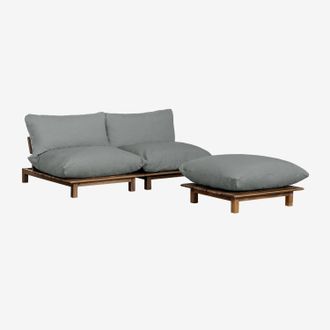 Sklum Sklum - Sof&aacute; Modular Reclinable De Jard&iacute;n De 2 Piezas Con Puff En Madera De Acacia Brina