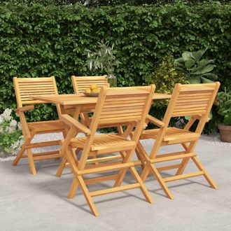 Berkfield Home 5 Piece Garden Dining Set Solid Wood Teak in Brown