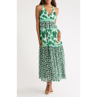 Diane Von F&uuml;rstenberg Josephine Cotton & Silk Blend Maxi Sundress in Berries Indian Green Mix at Nordstrom Rack, Size 16