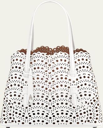 Alaia Mina 25 Tote Bag in Vienne Wave Perforated Leather